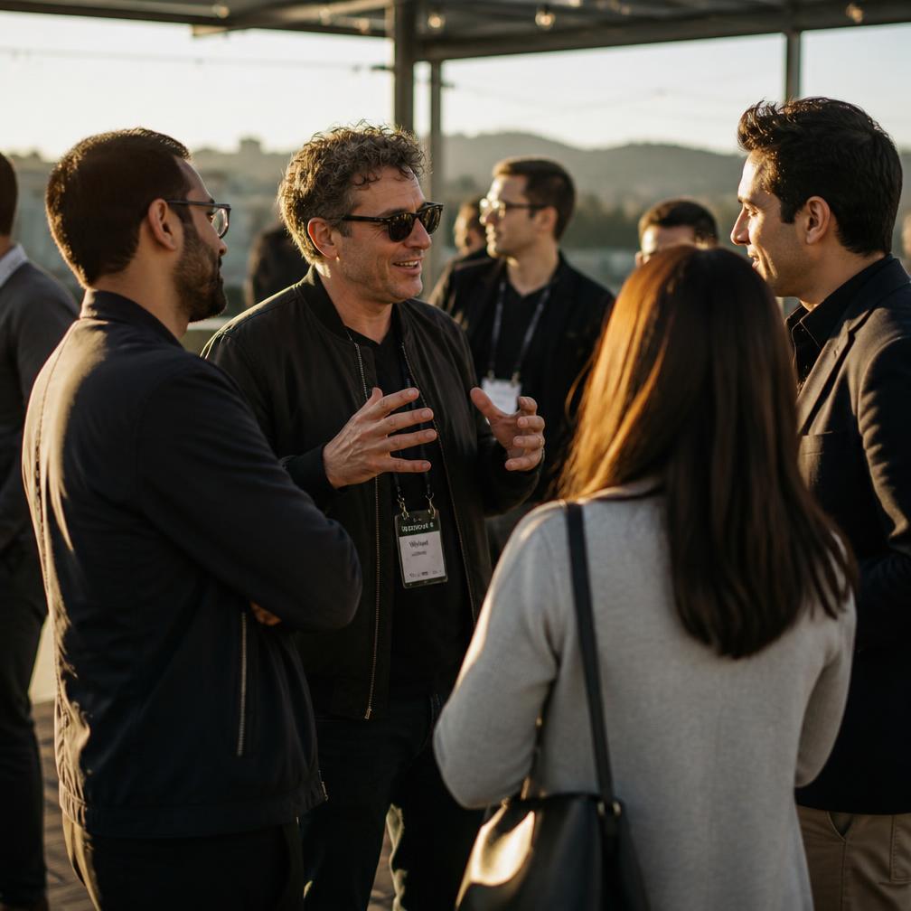 Startup team in a standup
